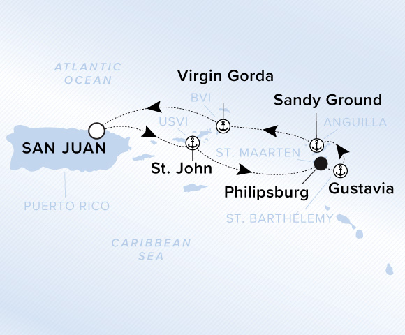 Carte de l’itinéraire Ilma, Aller-retour au départ de San Juan