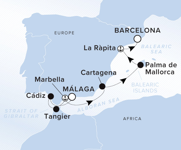 Carte de l’itinéraire Ilma, Málaga → Barcelone