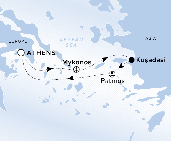 Carte de l’itinéraire Ilma, Aller-retour au départ de Athènes (Le Pirée)