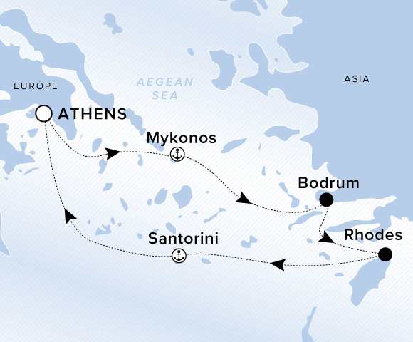Carte de l’itinéraire Ilma, Aller-retour au départ de Athènes (Le Pirée)