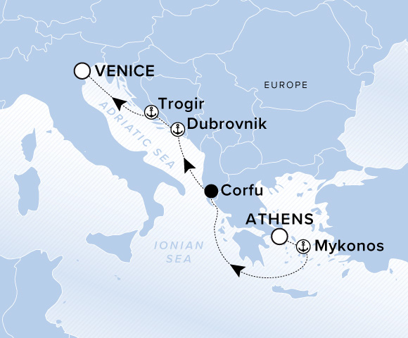 Carte de l’itinéraire Ilma, Athènes (Le Pirée) → Venise
