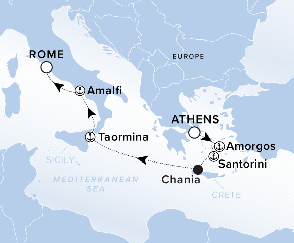 Carte de l’itinéraire Ilma, Athènes (Le Pirée) → Rome (Civitavecchia)