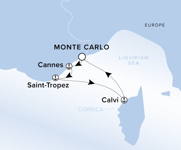 Carte de l’itinéraire Ilma, Aller-retour au départ de Monte Carlo