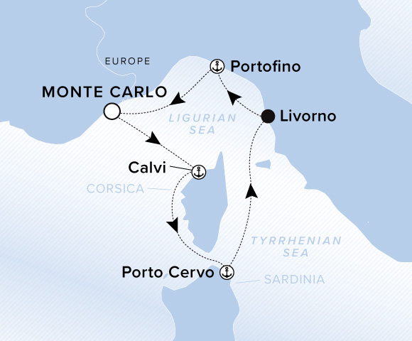 Carte de l’itinéraire Ilma, Aller-retour au départ de Monte Carlo