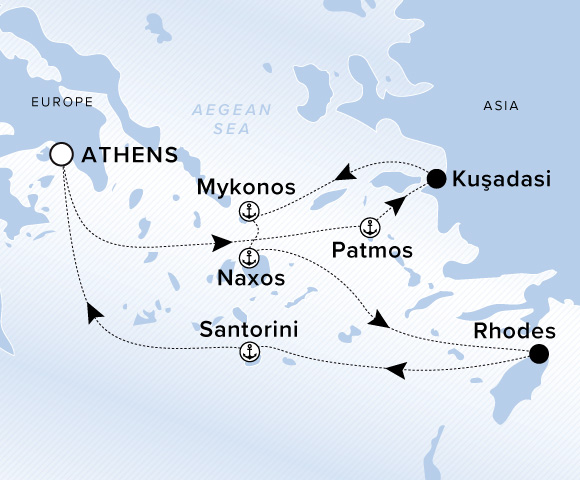 Carte de l’itinéraire Ilma, Aller-retour au départ de Athènes (Le Pirée)