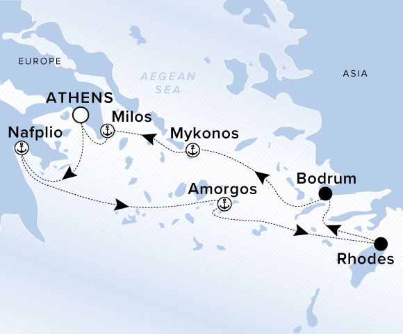 Carte de l’itinéraire Ilma, Aller-retour au départ de Athènes (Le Pirée)