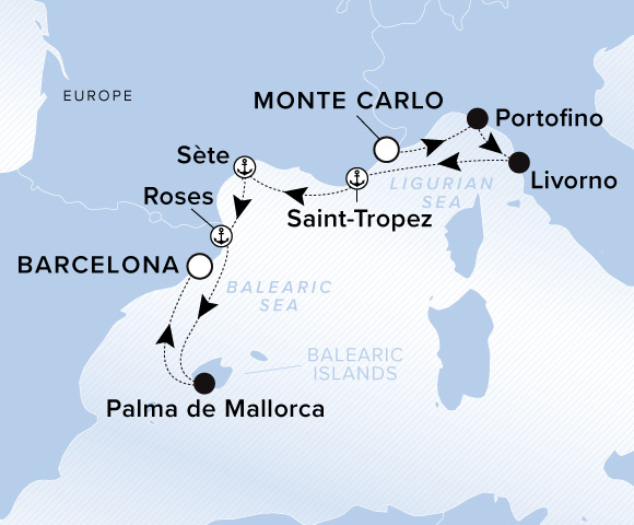 Carte de l’itinéraire Ilma, Monte Carlo → Barcelone