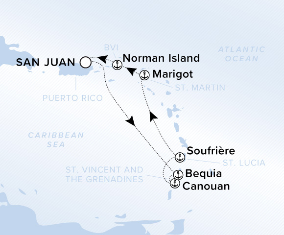 Carte de l’itinéraire Ilma, Aller-retour au départ de San Juan