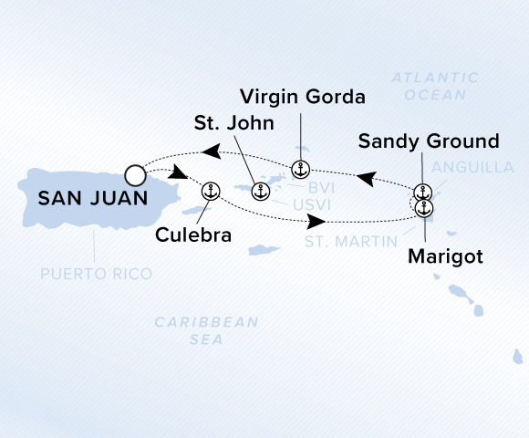 Carte de l’itinéraire Ilma, Aller-retour au départ de San Juan