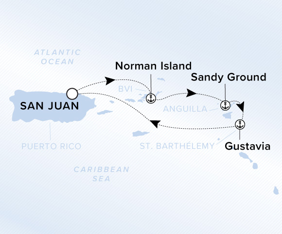Carte de l’itinéraire Ilma, Aller-retour au départ de San Juan