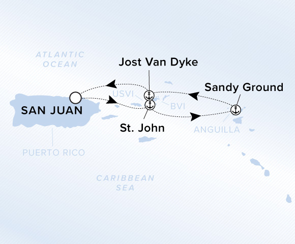 Carte de l’itinéraire Ilma, Aller-retour au départ de San Juan