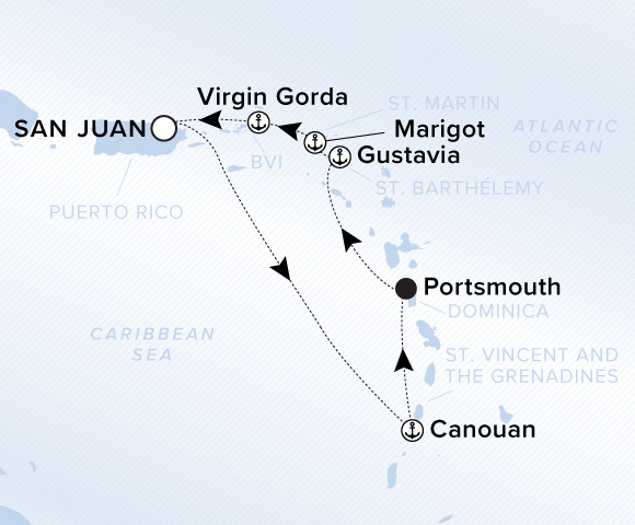 Carte de l’itinéraire Ilma, Aller-retour au départ de San Juan