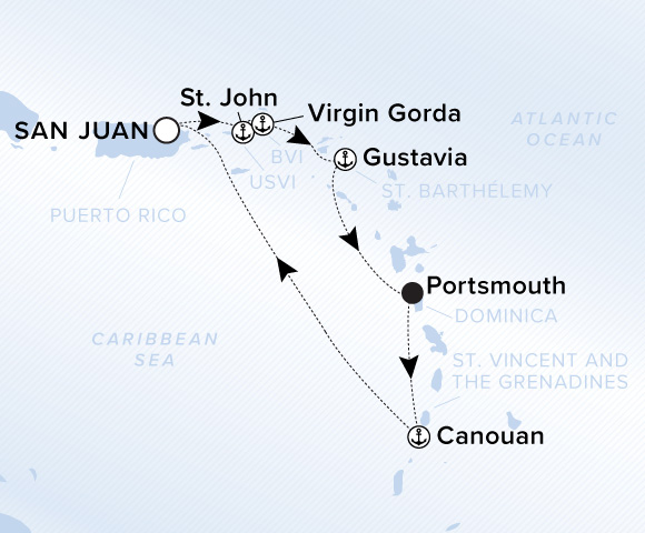 Carte de l’itinéraire Ilma, Aller-retour au départ de San Juan