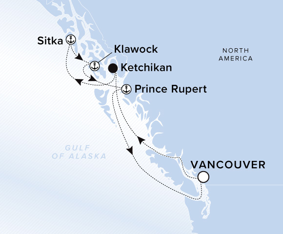 Carte de l’itinéraire Luminara, Aller-retour au départ de Vancouver