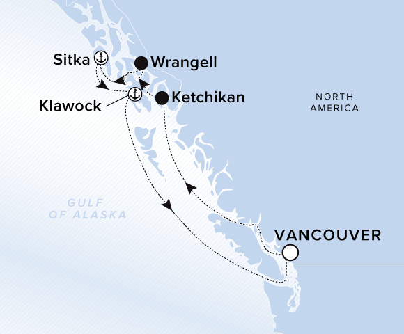 Carte de l’itinéraire Luminara, Aller-retour au départ de Vancouver