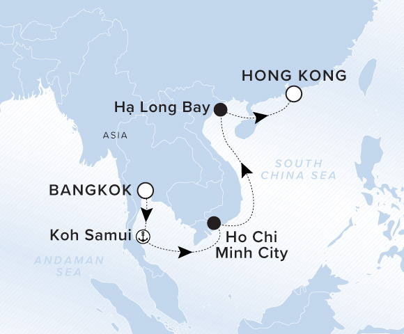 Carte de l’itinéraire Luminara, Bangkok (Laem Chabang) → Hong Kong