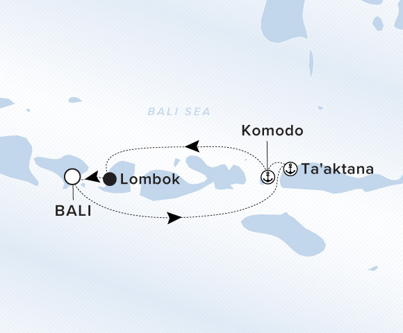 Carte de l’itinéraire Luminara, Aller-retour au départ de Bali