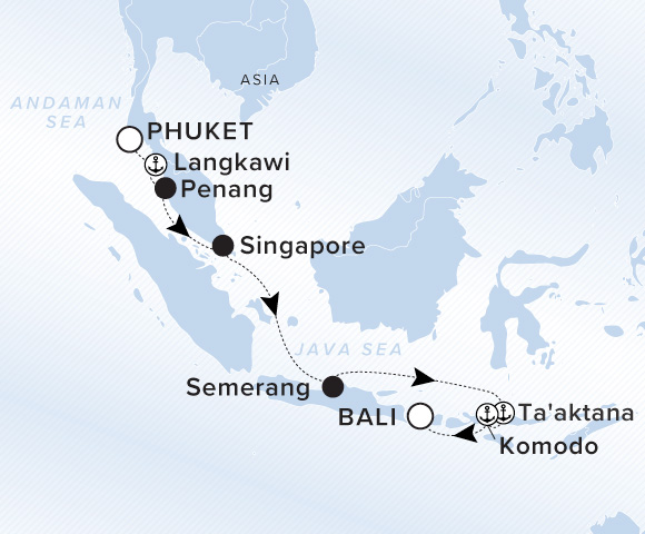 Carte de l’itinéraire Luminara, Phuket → Bali
