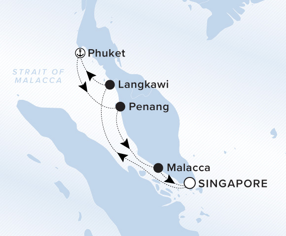Carte de l’itinéraire Luminara, Aller-retour au départ de Singapour
