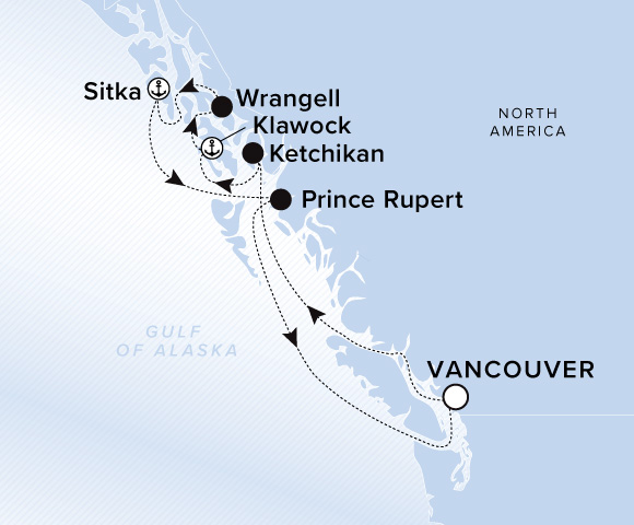 Carte de l’itinéraire Luminara, Aller-retour au départ de Vancouver