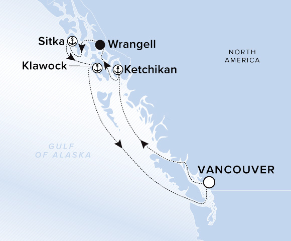 Carte de l’itinéraire Luminara, Aller-retour au départ de Vancouver