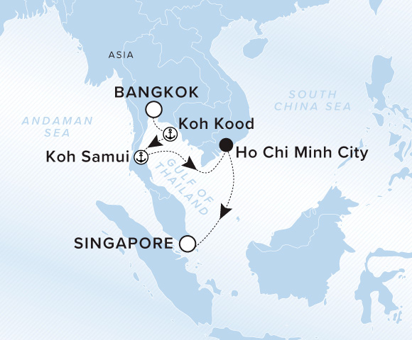 Carte de l’itinéraire Luminara, Bangkok (Laem Chabang) → Singapour