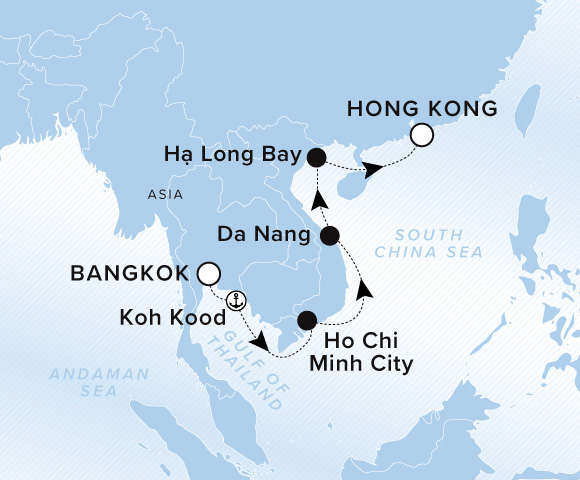 Carte de l’itinéraire Luminara, Bangkok (Laem Chabang) → Hong Kong