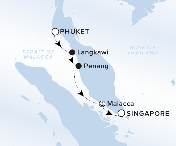 Carte de l’itinéraire Luminara, Phuket → Singapour