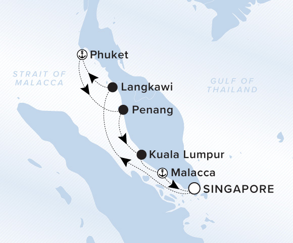 Carte de l’itinéraire Luminara, Aller-retour au départ de Singapour
