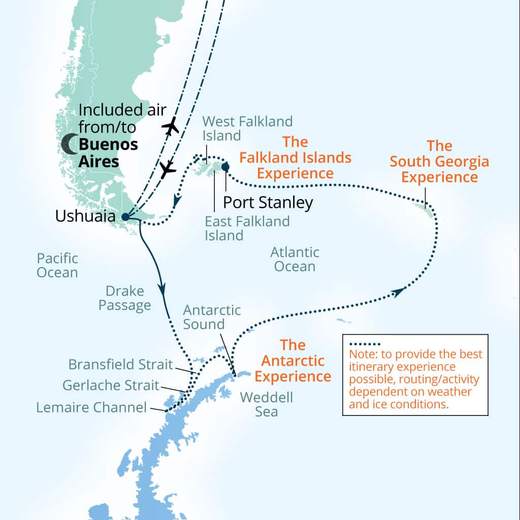 Carte de l’itinéraire Seabourn Pursuit, Buenos Aires → Buenos Aires