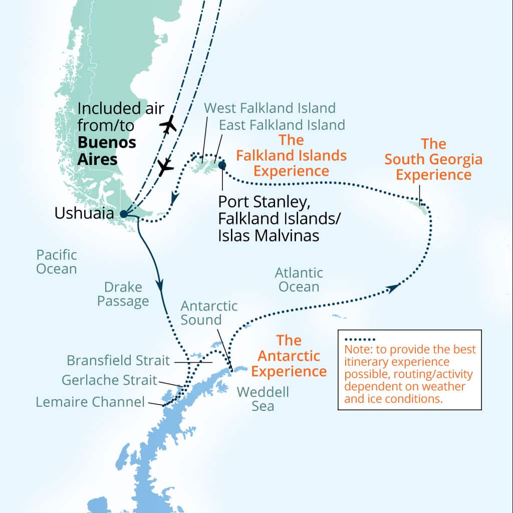 Carte de l’itinéraire Seabourn Pursuit, Buenos Aires → Buenos Aires