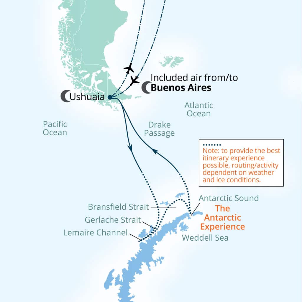 Carte de l’itinéraire Seabourn Pursuit, Buenos Aires → Buenos Aires