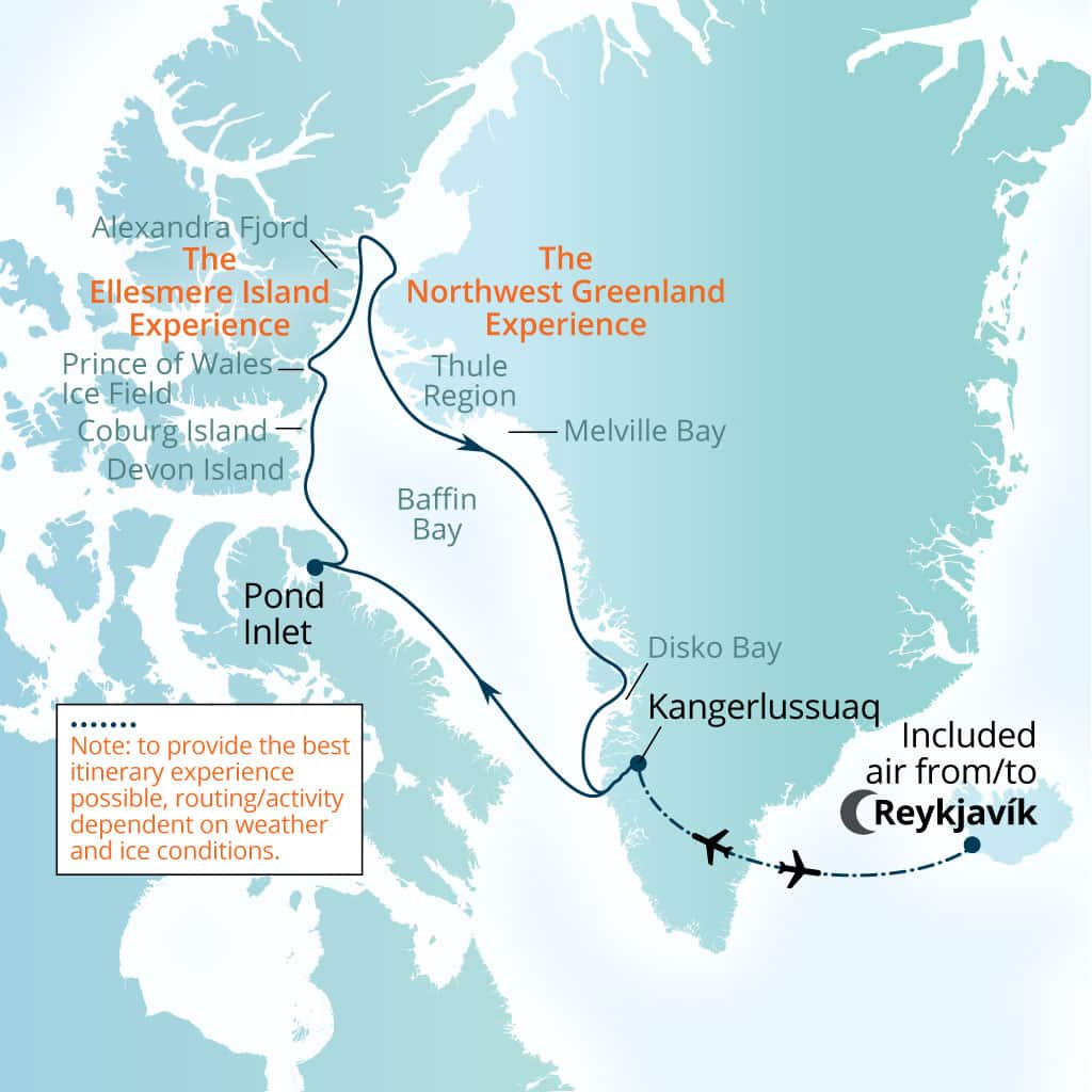 Carte de l’itinéraire Seabourn Venture, Reykjavík, Islande → Reykjavík, Islande