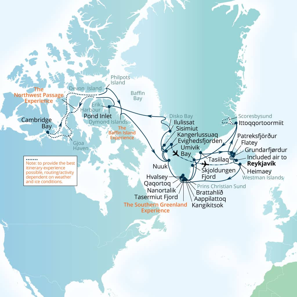 Carte de l’itinéraire Seabourn Venture, Reykjavík, Islande → Reykjavík, Islande