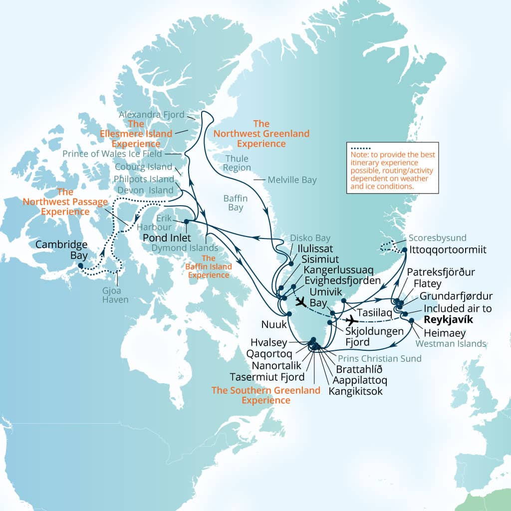 Carte de l’itinéraire Seabourn Venture, Reykjavík, Islande → Reykjavík, Islande