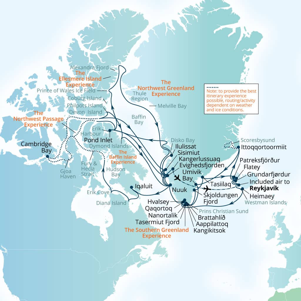 Carte de l’itinéraire Seabourn Venture, Reykjavík, Islande → Reykjavík, Islande