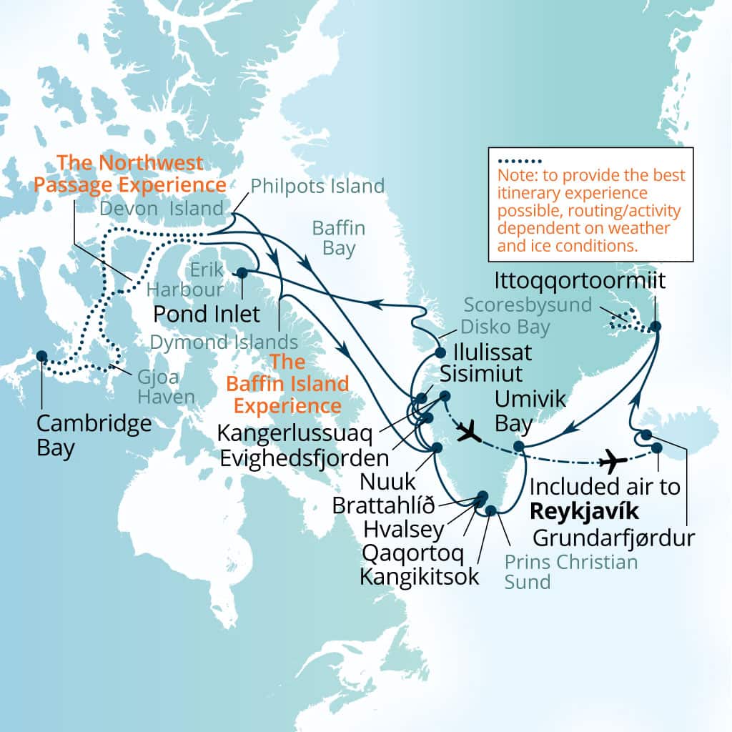 Carte de l’itinéraire Seabourn Venture, Reykjavík, Islande → Reykjavík, Islande