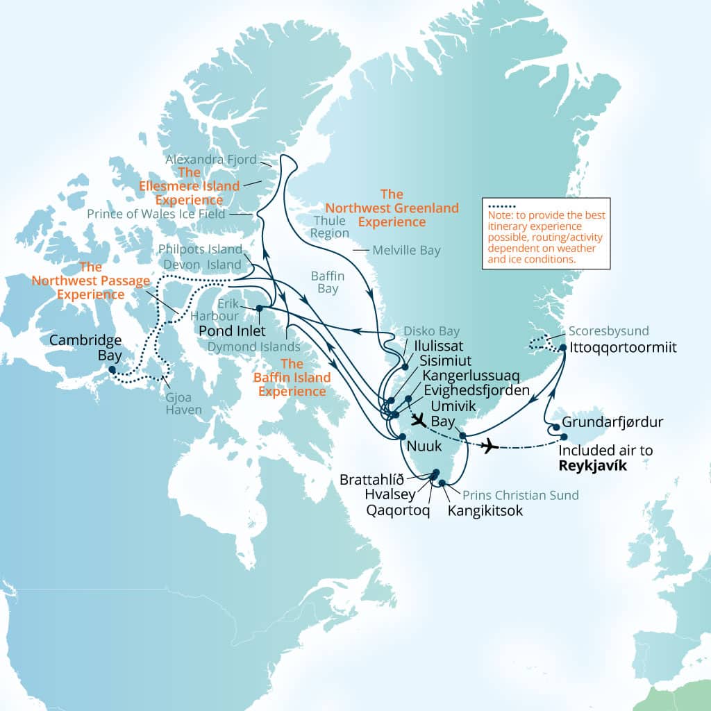 Carte de l’itinéraire Seabourn Venture, Reykjavík, Islande → Reykjavík, Islande