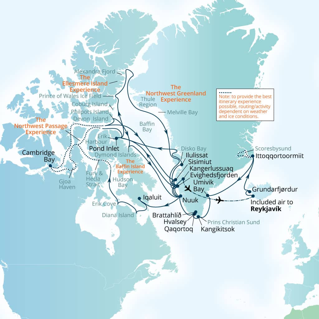 Carte de l’itinéraire Seabourn Venture, Reykjavík, Islande → Reykjavík, Islande