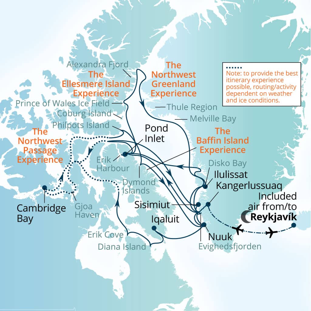 Carte de l’itinéraire Seabourn Venture, Reykjavík, Islande → Reykjavík, Islande
