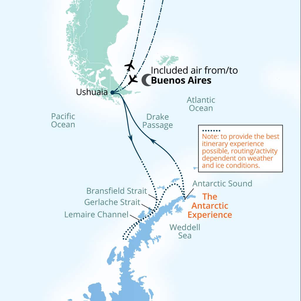 Carte de l’itinéraire Seabourn Venture, Buenos Aires → Buenos Aires