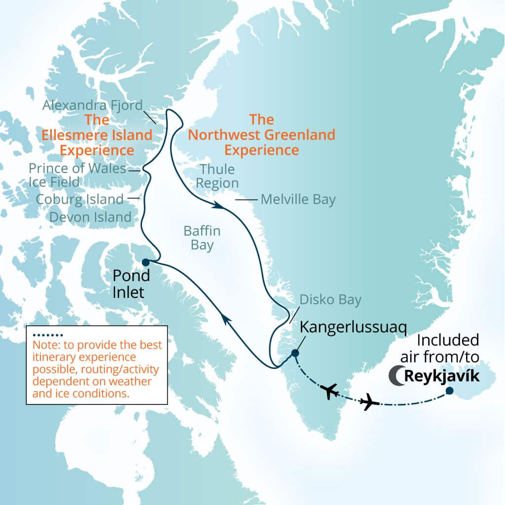 Carte de l’itinéraire Seabourn Venture, Reykjavík, Islande → Reykjavík, Islande