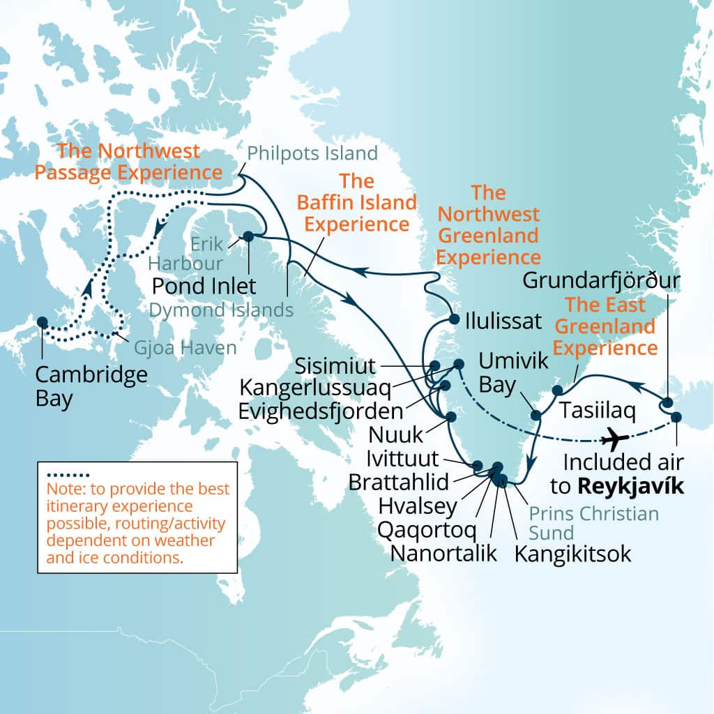 Carte de l’itinéraire Seabourn Venture, Reykjavík, Islande → Reykjavík, Islande