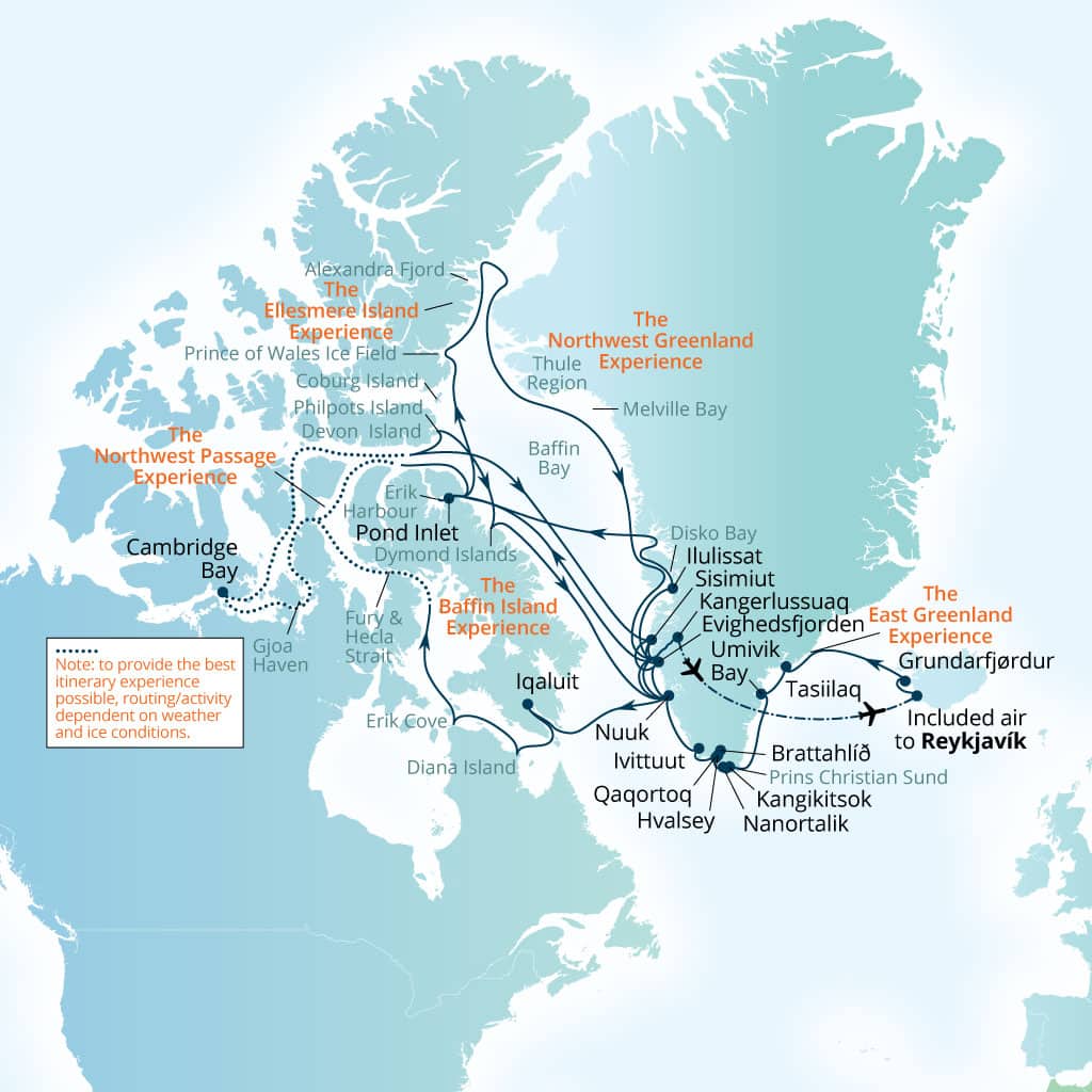Carte de l’itinéraire Seabourn Venture, Reykjavík, Islande → Reykjavík, Islande