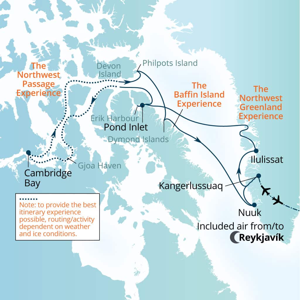 Carte de l’itinéraire Seabourn Venture, Reykjavík, Islande → Reykjavík, Islande