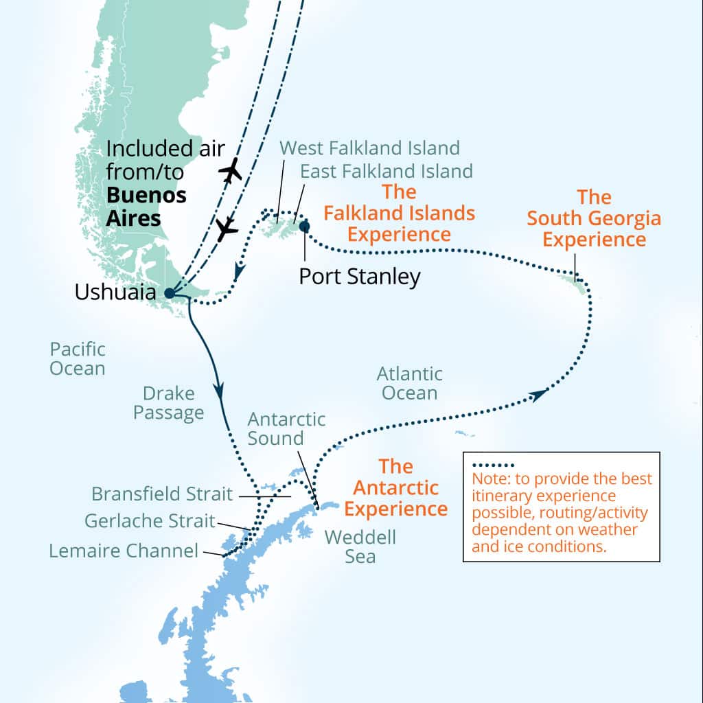 Carte de l’itinéraire Seabourn Venture, Buenos Aires → Buenos Aires