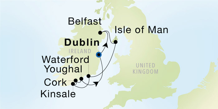 Carte de l’itinéraire Seadream 1, Dublin (Dún Laoghaire) → Dublin (Dún Laoghaire)