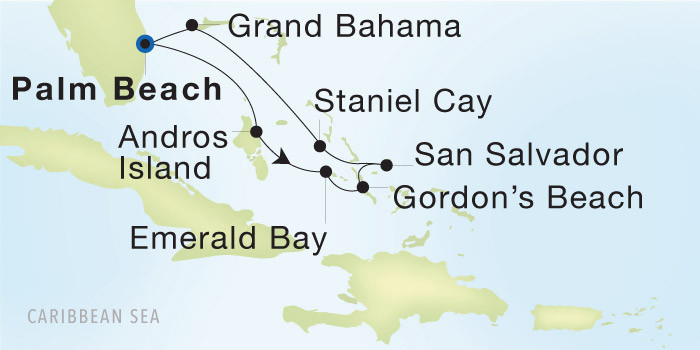 Carte de l’itinéraire Seadream 1, Palm Beach → Palm Beach