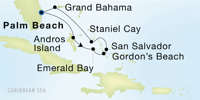 Carte de l’itinéraire Seadream 2, Palm Beach → Palm Beach