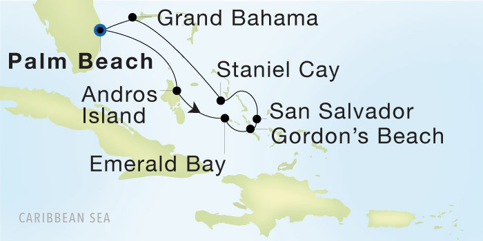 Carte de l’itinéraire Seadream 2, Palm Beach → Palm Beach